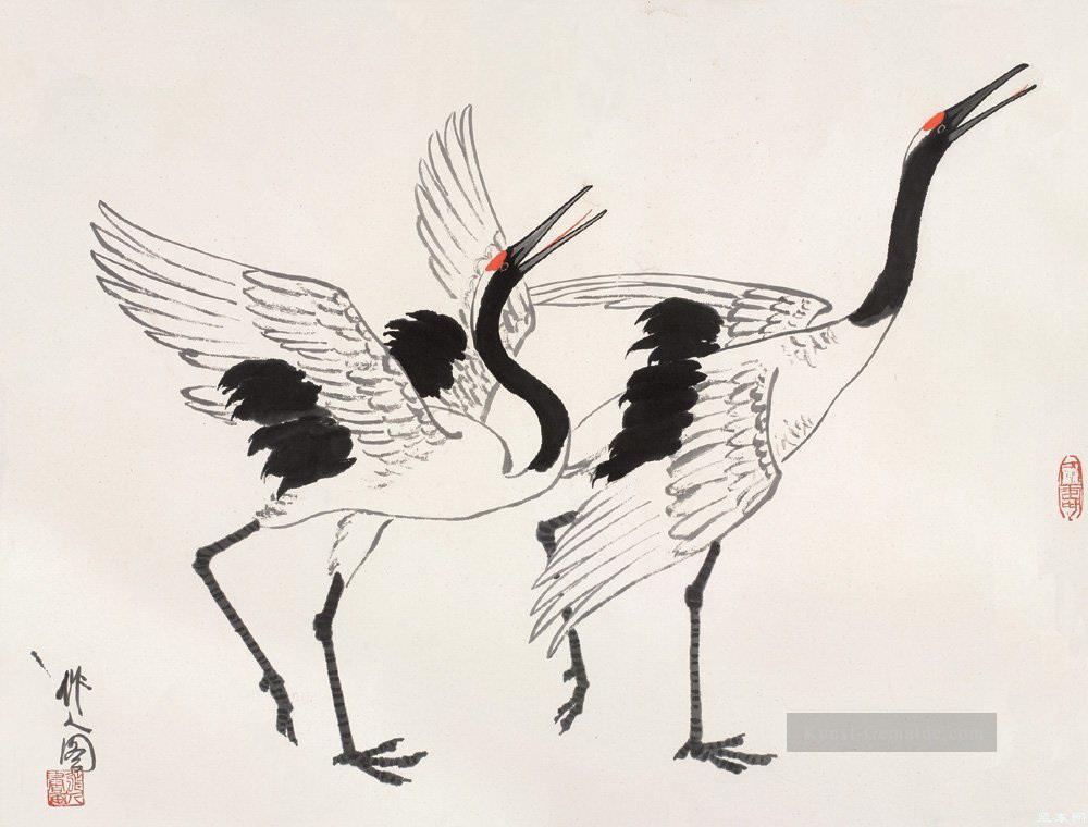Wu zuoren cranes Chinesische Malerei Ölgemälde